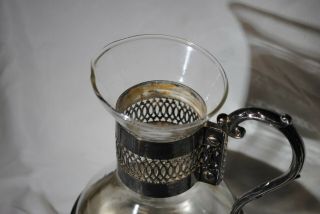 Vintage Silverplate Glass Coffee Decanter Pot Tea Warmer with Stand 2