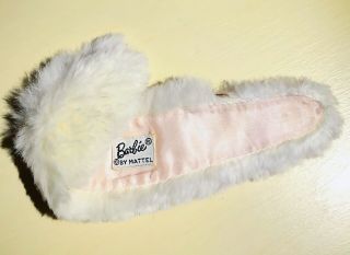 Vintage Barbie White Rabbit Fur Stole Wrap Shawl Pink Satin Lining W Label