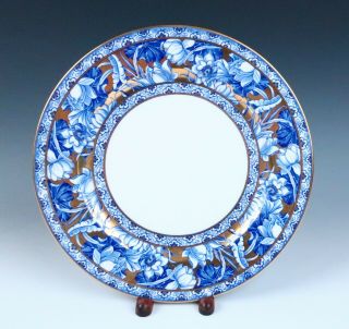 Antique Royal Worcester Aesthetic Movement Cobalt & Gold Dinner Plate Porcelain