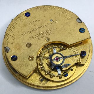 Rare Antique English J W Benson London Pocket Watch Movement With Dial