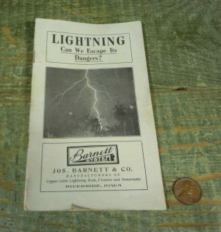 Antique Vtg 1908 Jos.  Barnett & Co.  Lightning Rod System Advertising Booklet