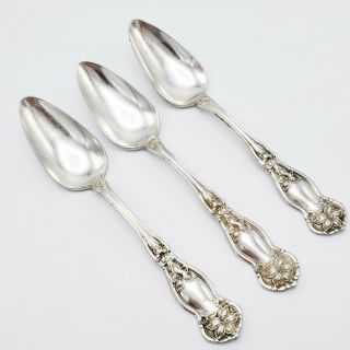 3 Wm Rogers & Son Silver Plated Orange Blossom Teaspoons Fruit Spoons 1910