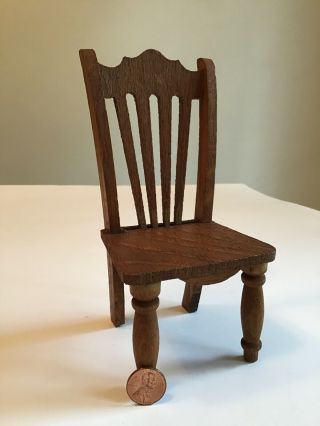 Vintage Dollhouse Miniature Wood Hand Carved Chair 6 1/2”