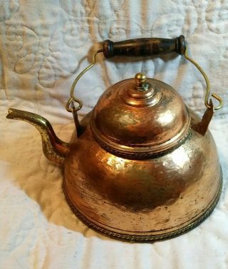 Antique Vintage Hand - Made Copper/brass Tea Kettle Chai Style