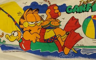Vintage Garfield Beach Bath Towel 1978 Franco Cat Jim Davis Rare Comic Cartoon