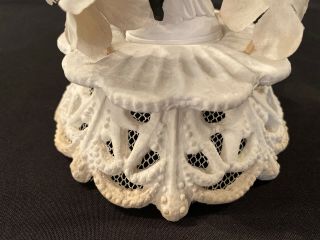 Vintage 1930 ' s - 1940 ' s Wedding Cake Topper Ceramic Bride Groom Bells 10 - 3/4 