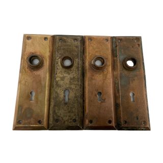 Antique Vintage Matching 2 Set Antique Brass Door Lock Face Plates Skeleton Key