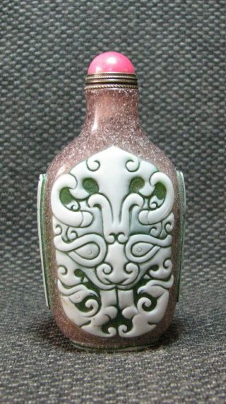 Chinese Exquisite Glass Carve Types Of Facial Makeup In Operas Snuff Bottle - -