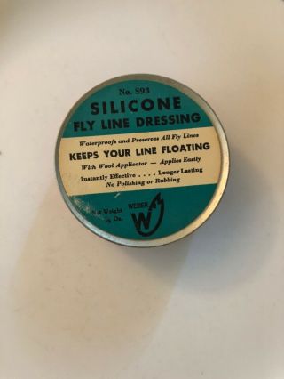 Vintage Weber Silicone Fly Line Dressing Advertising Tin