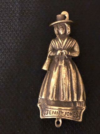 Small Antique Brass Door Knocker Vintage Old " Jenny Jones " Lady