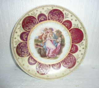 Antique Royal Vienna Style Shield Beehiveporcelain Plate Semi Nude Woman & Cupid