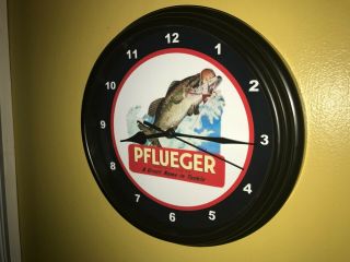 Pflueger Fishing Lures Tackle Bait Shop Advertising Man Cave Wall Clock Sign