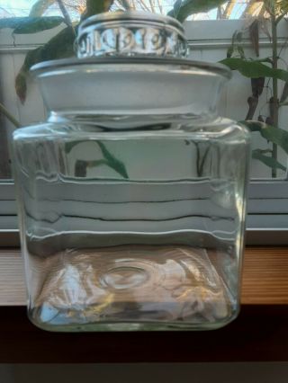 Vintage Dakota Clear Glass Canister Apothecary Candy Jar - Ground Lid 6 1/2 "