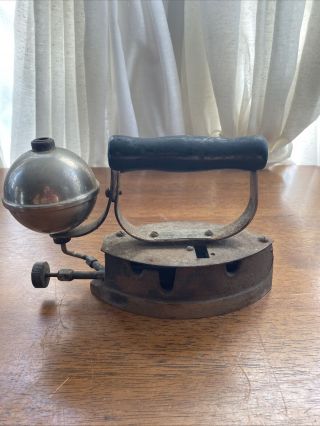 Antique Diamond Gas Powered Iron By The Akron Lamp & Mfg Co Vgc