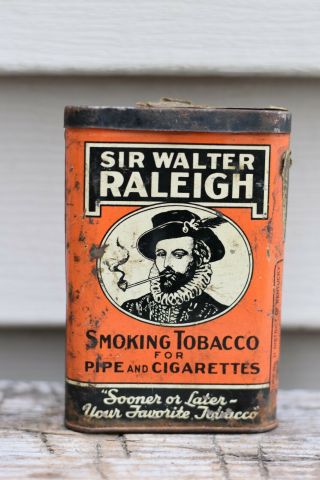 Antique Sir Walter Raleigh Smoking Tobacco For Pipe & Cigarettes Tin Ky Usa Made