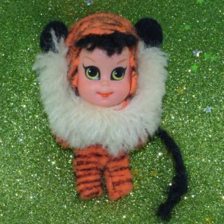 Vintage Mattel Liddle Kiddle Orange Tiny Tiger Zoo Animiddle Holiday Pin Doll