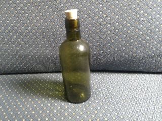 Antique Blown Blob Top Green Glass Bottle 5 - 1/2 In Tall