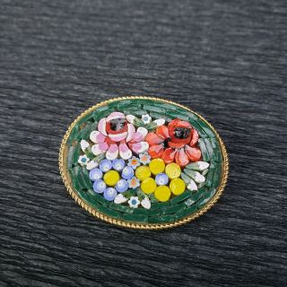1 Vintage Antique Micro Mosaic Italian Floral Brooch Pin / Your Choice of 1 3