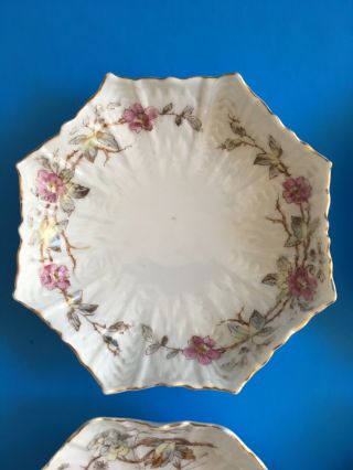 Set 6 Antique VICTORIAN 1800 ' s Bone China Berry Bowls 5 Mixed Floral Patterns 2