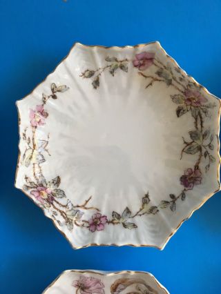 Set 6 Antique VICTORIAN 1800 ' s Bone China Berry Bowls 5 Mixed Floral Patterns 3