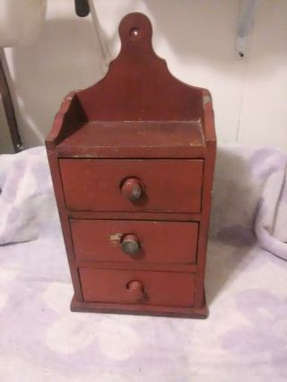 Antique Wooden Apothecary Spice Drawer Cabinet - 3 Drawers