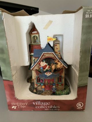 Vintage Holiday Time Christmas Village - Lighted Toy Shop Rare W/ Box