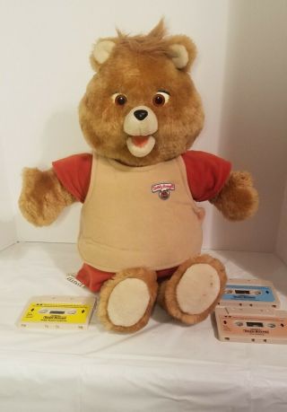 Vintage 1985 Teddy Ruxpin World Of Wonder - With 3 Cassette Tapes