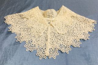 Antique/ Victorian Lace Collar White Cotton Snap Front Machine Made Lace