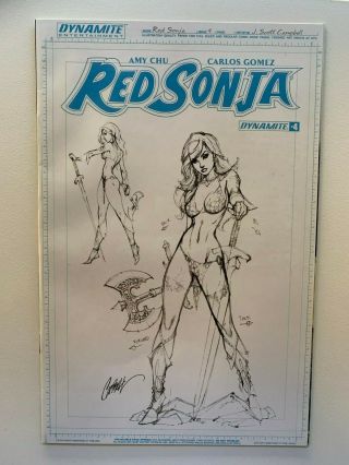 Red Sonja 4 Rare J Scott Campbell Artboard Sketch 1:25 Variant 2016