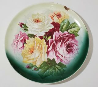 Old Antique Early Dresden Hand - Painted Floral Plate