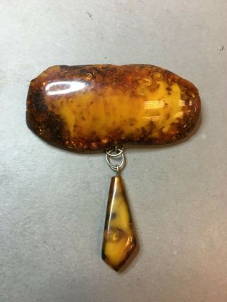 Natural Old Antique Yellow Butterscotch Baltic Amber Brooch 13,  6 Gr