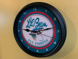 L.  L.  Bean Fly Fishing Bait Shop Man Cave Wall Clock Sign