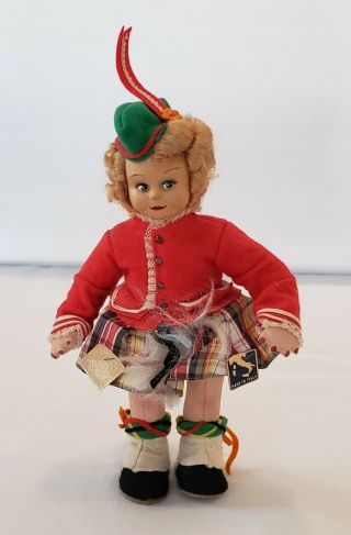Vintage Magis Roma Italy Cloth Girl Doll Scotland Hand Painted Face Blonde Hair
