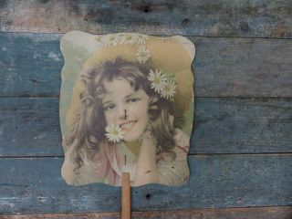 Antique Victorian Cardboard Hand Fan Child Andersons Dry Goods Store Jamestown