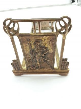 Antique Brass Sliding Bookend Holder / Sparten Or Roman Soldier ? Unique Set 2
