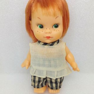 Vintage Adorable Titian Redhead Red Hair Doll Freckles Doll Japan Green Eyes