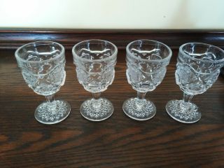 Vintage - Set Of 4 - Pressed Glass Cordial Glasses