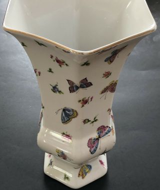 Vintage J Godinger Antique Reflections Butterfly Flowers Vase 10 