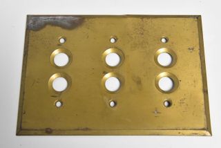 Vintage Brass 3 Gang Push Button Switch Plate 4