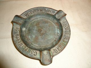 Antique Heavy Bronze Advertising Ashtray William H.  Berger & Sons