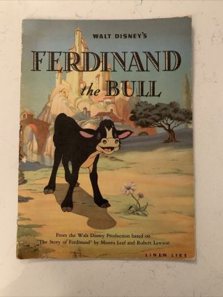 1938 Walt Disney Ferdinand The Bull Linen Like Large Book Rare
