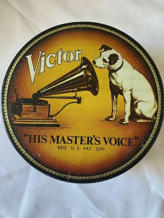 Vintage Antique Tin Victor His Masters Voice Bristol Ware