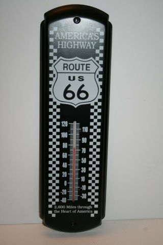 Antique Vintage Route 66 America’s Highway Thermometer Metal Sign 17 " X 5 "