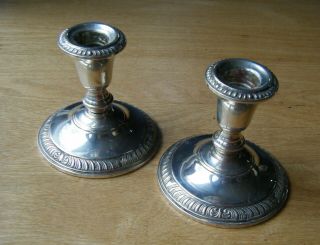 Pair Frank M Whiting Sterling Weighted & Re - Enforged Candle Holders 2255