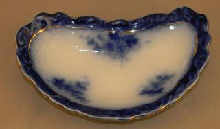 Antique Stanley Pottery " Touraine " Flow Blue Bone Dish