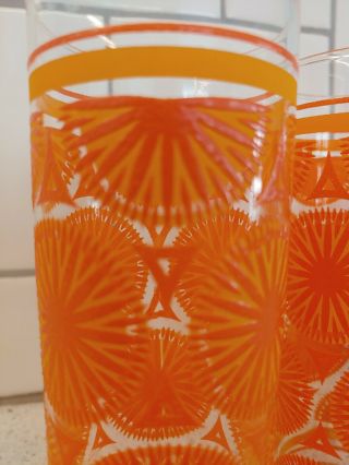 MCM Vintage Washington Tall Drinking Glasses Textured Orange Set 4 EUC Rare 2