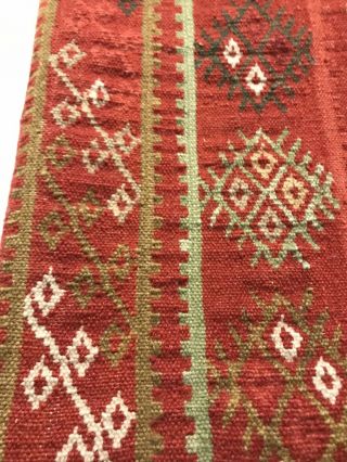 Pottery Barn Vintage Christmas Red Wool Kilim Wool Pillow Cover 18”