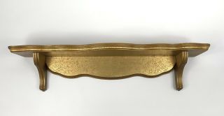 Vintage Gold Wood Plate Shelf 24” X 5.  25” X 5.  4”h