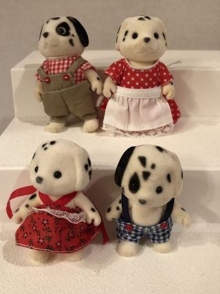 Vintage Epoch Calico Critters Sylvanian Families Dalmation Family Of 4 Dogs 1985