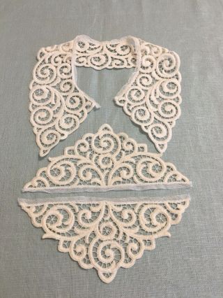 Vintage Antique Lace Collar And Cuff Set White Cotton